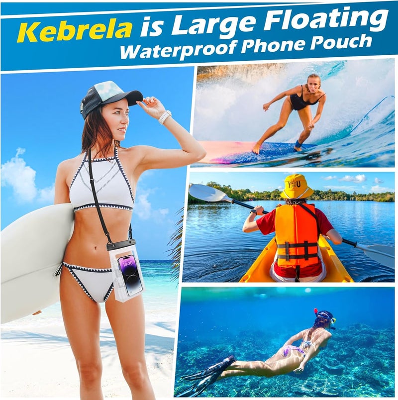 Kebrela Large Waterproof Phone Pouch Floating, Universal Waterproof Phone Case for iPhone 14 Plus 13 Pro Max 12 11 Samsung S23 S22 up to 7.2'', IPX8 Water Proof Cell Phone Dry Bag for Beach Swimming - Image 4
